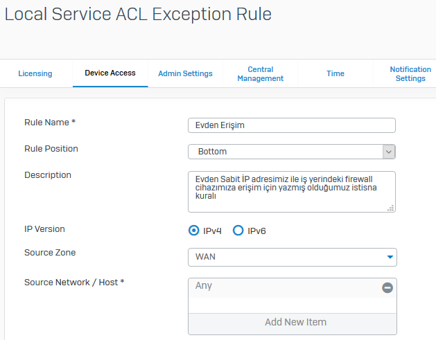 local service ACL Exception 